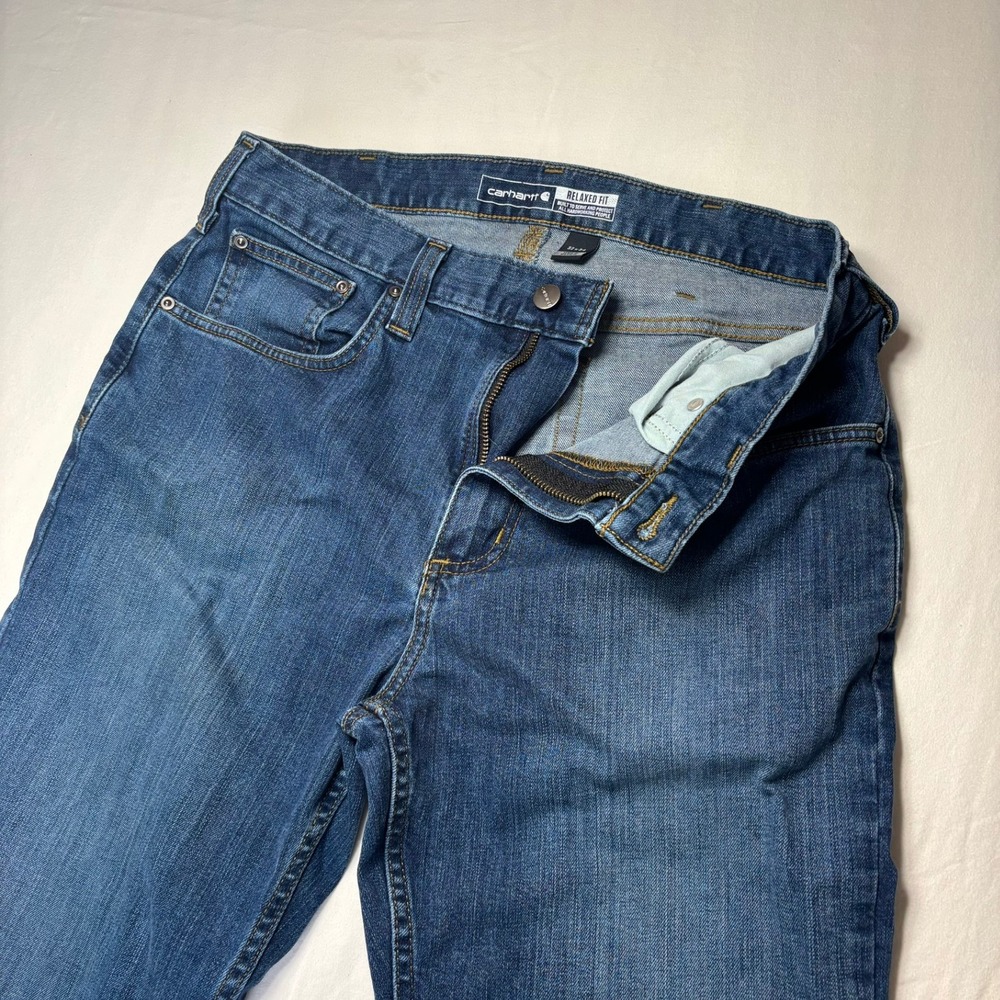 Carhartt Jeans Mens 32x34 Blue Relaxed Fit Straight Denim Rugged Flex Workwear